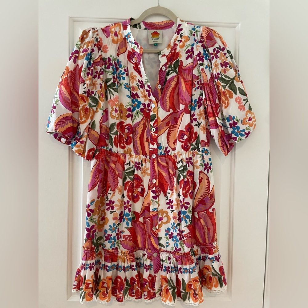 Farm Rio Floral Button-Front Midi Dress